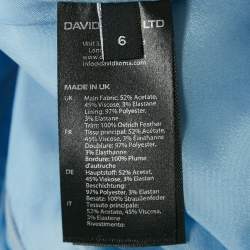 Pre Owned David Koma Blue Ostrich Feather-Trim Crepe Asymmetric Cocktail Dress XXS