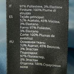 Pre Owned David Koma Blue Ostrich Feather-Trim Crepe Asymmetric Cocktail Dress XXS