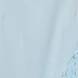 Pre Owned David Koma Blue Ostrich Feather-Trim Crepe Asymmetric Cocktail Dress XXS