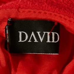Pre Owned David Koma Red Tulle Trim Wool Cocktail Dress XS