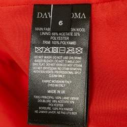 Pre Owned David Koma Red Tulle Trim Wool Cocktail Dress XS