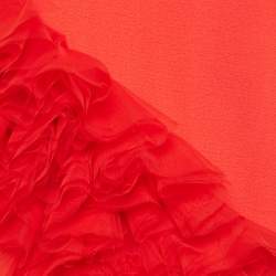 Pre Owned David Koma Red Tulle Trim Wool Cocktail Dress XS