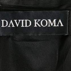 Pre Owned David Koma Black Mirror Embroidered Crepe Strapless Gown M