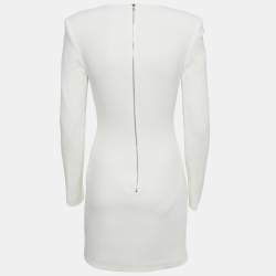 Pre Owned David Koma Ivory Crepe Mirror Embroidered Mini Dress S