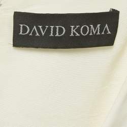 Pre Owned David Koma Ivory Crepe Mirror Embroidered Mini Dress S