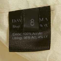 Pre Owned David Koma Ivory Crepe Mirror Embroidered Mini Dress S