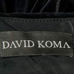 Pre Owned David Koma Black Velvet Embellished Cut-Out Mini Dress S