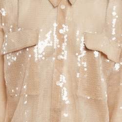 Pre Owned David Koma Beige Sequin Sheer Oversized Shirt S