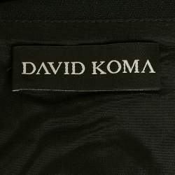 Pre Owned David Koma Black Rhinestone Studded Crepe Strapless Mini Dress L
