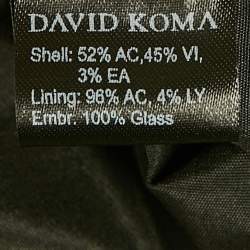 Pre Owned David Koma Black Crystal Embellished Crepe Cut-Out Mini Dress L