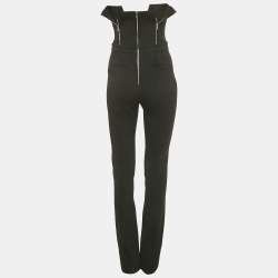 Pre Owned David Koma Black Crepe Zipper Detail Strapless Jumpsuit S