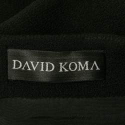 Pre Owned David Koma Black Wool Slit Pencil Skirt S