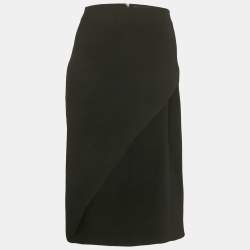 Pre Owned David Koma Black Wool Slit Pencil Skirt S