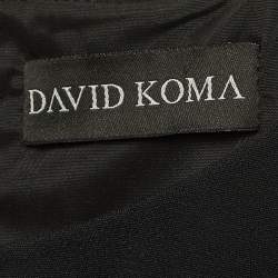 Pre Owned David Koma Black Crepe Crystal Embellished Crop Top M