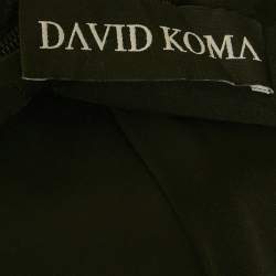 مملوكة مسبقًا فستان ماكسي دافيد كوما كريب أسود بتقليم تيل وكوت آوت مقاس صغير - سمول