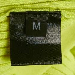 مملوكة مسبقًا فستان ميدي مقطوع ديفيد كوما أخضر نيون مضلع بحياكة بمقاس وسط - ميديم