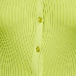 مملوكة مسبقًا فستان ميدي مقطوع ديفيد كوما أخضر نيون مضلع بحياكة بمقاس وسط - ميديم