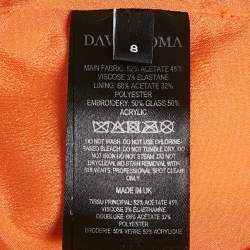 Pre Owned توب قصير ديفيد كوما كريب برتقالي بتفاصيل نجم البحر مشد مقاس صغير - سمول