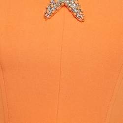 Pre Owned توب قصير ديفيد كوما كريب برتقالي بتفاصيل نجم البحر مشد مقاس صغير - سمول