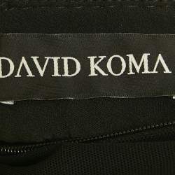 مملوكة مسبقًا فستان بقصة العنق مزين ديفيد كوما كريب أسود مقاس صغير - �سمول