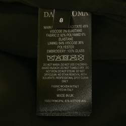 مملوكة مسبقًا فستان بقصة العنق مزين ديفيد كوما كريب أسود مقاس صغير - سمول