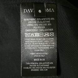 Pre Owned فسنان ديفيد كوما كريب أسود شفاف مزين بالزهور مع حمالات مقاس صغير جداً - إكس سمول