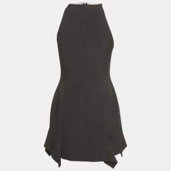 مملوكة مسبقًا David Koma Black Crystal Embellished Crepe Asymmetric Mini Dress M