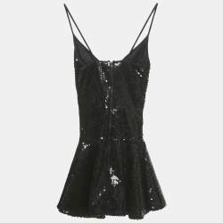 Pre Owned David Koma Black Sequin Mini Dress XS