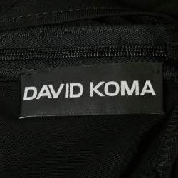 Pre Owned David Koma Black Crystal Buckle Jersey Cut-Out Bodysuit XS