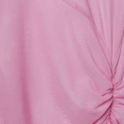 Pre Owned David Koma Pink Mesh Ruched Maxi Dress XS