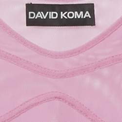 Pre Owned David Koma Pink Mesh Ruched Maxi Dress XS