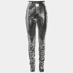 Pre Owned David Koma Silver Sequinned Pants S