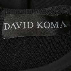 David Koma Black Sequined Stretch Knit Mini Dress S