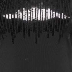 David Koma Black Sequined Stretch Knit Mini Dress S