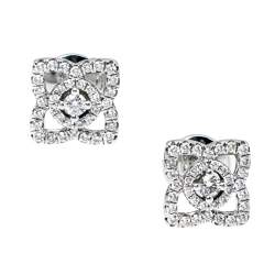 De Beers Enchanted Lotus Diamond 18K White Gold Stud Earrings