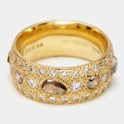De Beers Talisman Diamonds 18k Yellow Gold Ring Size 52