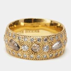 De Beers Talisman Diamonds 18k Yellow Gold Ring Size 52