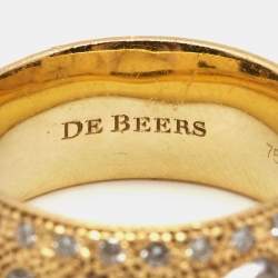 De Beers Talisman Diamonds 18k Yellow Gold Ring Size 52