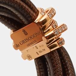 Pre Owned De Grisogono Allegra Diamonds 18k Rose Gold Leather Bracelet