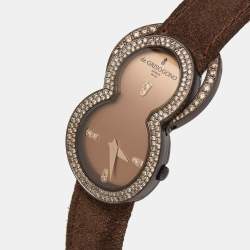 De Grisogono Brown PVD Coated18K Rose Gold Leather Be Eight S05 Women's Wristwatch 27 mm