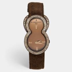 De Grisogono Brown PVD Coated18K Rose Gold Leather Be Eight S05 Women's Wristwatch 27 mm