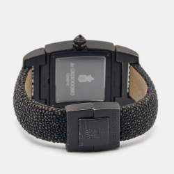 De Grisogono Black PVD Coated 18K White Gold Stingray Leather Instrumentino TINOS04QZ Women's Wristwatch 29 mm
