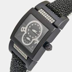 De Grisogono Black PVD Coated 18K White Gold Stingray Leather Instrumentino TINOS04QZ Women's Wristwatch 29 mm