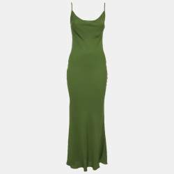 Pre Owned De la Valli Green Chiffon Ruffle Sleeve Dress XS