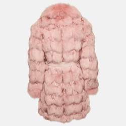 Pre Owned Deanna Pink Real Fur Belted Jacket S/M