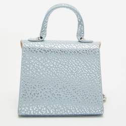 Delvaux Blue/Silver Leather Brilliant Bag Charm