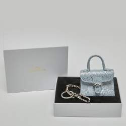 Delvaux Blue/Silver Leather Brilliant Bag Charm