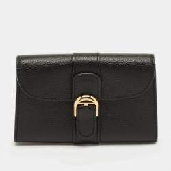 مملوكة مسبقًا Delvaux Brilliant Black Leather Card Holder