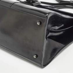 Delvaux Black Glossy Leather Brillant Sellier MM Top Handle Bag