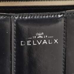 Delvaux Black Glossy Leather Brillant Sellier MM Top Handle Bag